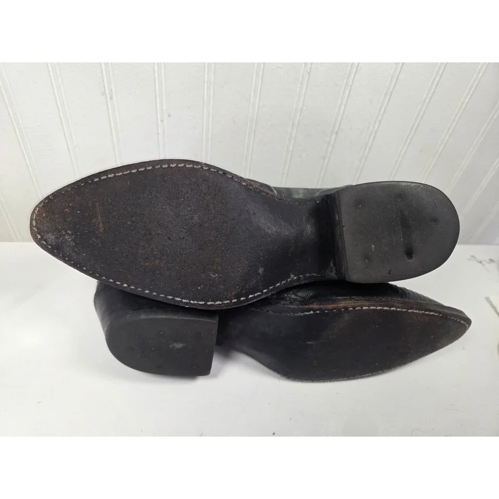 Rare Vintage Dan Post Green Teju Lizard Western Cowboy Boots Women's 7 Made USA - Picture 13 of 16
